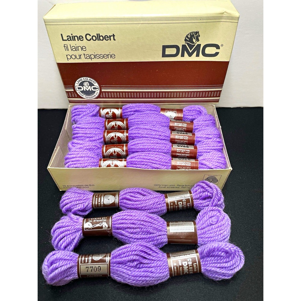 DMC Laine Colbert 100% Virgin Wool Made France 7709 Purple Lilac 13 Skeins Yarn